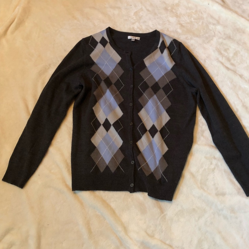 Gray cardigan sweater